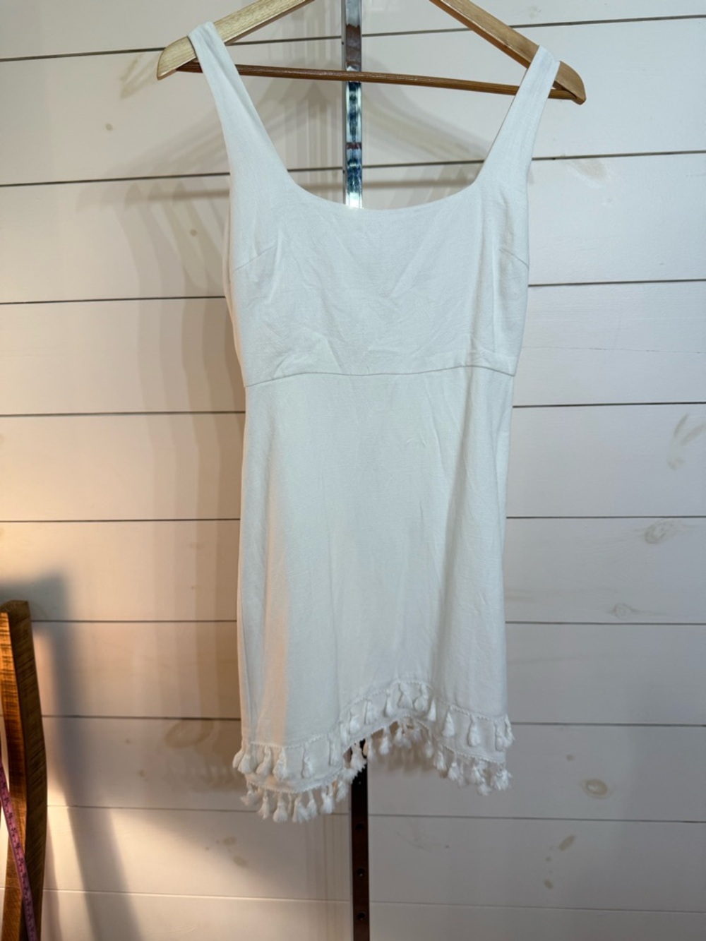 Lulu's White Tassel-Hem Mini Dress